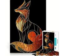 Stained Glass Fox Jigsaw Puzzles 1000 Piece for Teenagers Improve Memory Relaxing Fun Sharp Edge Unique Gift (38x52cm)
