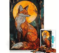 Stained Glass Fox Jigsaw Puzzles for Adults 1000 Pieces Brain Challenge Toy Quiet Fun Precise Cut Wall Art Decor (50x75cm)