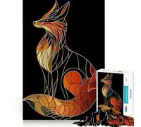 Stained Glass Fox Jigsaw Puzzles for Teenagers 1000 Pieces Raise Memory Slow Enjoy Clean Edge (50x75cm)