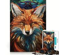 Stained Glass Fox Portrait 1000 Piece Jigsaw Puzzle for Teenagers Smart Game Relaxed Mind Pattern Assembly Santa Wish List (38x52cm)