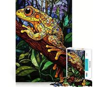 Stained Glass Frog 1000 Teenager Pieces Jigsaw Puzzle Mind Exercise Toy Bonding Time Precision Cut Art Collection Piece (50x75cm)