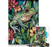 Stained Glass Frog 1000 Teenager Pieces Jigsaw Puzzle Mind Exercise Toy Bonding Time Precision Cut Art Collection Piece (38x52cm)