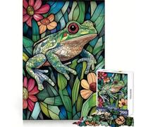 Stained Glass Frog 1000 Teenager Pieces Jigsaw Puzzle Mind Exercise Toy Bonding Time Precision Cut Art Collection Piece (38x52cm)