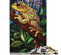 Stained Glass Frog Jigsaw Puzzles Puzzles for Adults Kids. 1000 Pieces Great Gifts Challenge Toy Educational Games Home Decoration for Adults& Kids Age 14 Years Up 1000pcs (40x28cm)