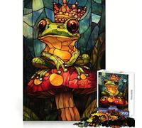Stained Glass Frog King 1000 Piece Jigsaws for Teenagers Puzzle Wise Think Toy Simple Fun Tight Cut Santa Wish Pick (38x26cm)