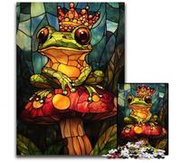 Stained Glass Frog King 1000 Pieces Puzzle Gifts Challenging Puzzles Interactive Family Game Brain Challenge Educational Toy 1000 PCS(75x50cm)