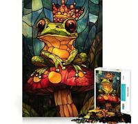 Stained Glass Frog King Jigsaw Puzzles for Teenagers 1000 Pieces Logic Sense Toy Calm Fun Smooth Edge Birthday Gift (38x52cm)