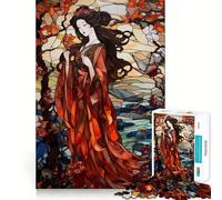 Stained Glass Geisha 1000 Piece Jigsaw Puzzles for Adults Brain Tease Toy Relax Time Perfect Cut Memorable Gift (38x52cm)