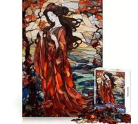 Stained Glass Geisha 1000 Piece Jigsaws for Adults Puzzle Intellect Toy Relaxing Fun Quality Cut Fine Art Piece (38x26cm)