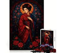 Stained Glass Geisha with Floral Accents 1000 Piece Jigsaw Puzzles for Adults Brain Tease Toy Relax Time Perfect Cut Memorable Gift (38x26cm)