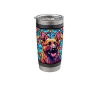 Stained Glass German Shepherd Dog Mom Dad New Puppy Stainless Steel Insulated Tumbler
