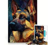 Stained Glass German Shepherd Portrait 1000 Piece Jigsaw Puzzle for Teenagers Smart Game Relaxed Mind Pattern Assembly Santa Wish List (50x75cm)