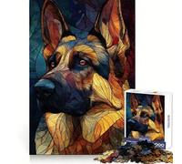 Stained Glass German Shepherd Portrait 1000 Piece Jigsaw Puzzle for Teenagers Smart Game Relaxed Mind Pattern Assembly Santa Wish List (50x75cm)