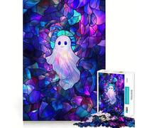 Stained Glass Ghost 1000 Piece Jigsaws for Teenagers Puzzle Wise Think Toy Simple Fun Tight Cut Santa Wish Pick (38x26cm)