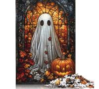 Stained Glass Ghost Art Jigsaw Puzzles Puzzle for Adults Kids. 1000 Pieces Great Gifts Challenge Toy Educational Game Home Decoration for Educational Games Gifts 1000pcs (38x26cm)