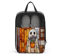 Stained Glass Ghost Lavender Flowers Shoe Bag for Travel Daily Use Anti-dust Storage Carrier Golf Shoe Pouch