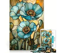 Stained Glass Gilded Flowers Teenagers Puzzles 1000 Piece Jigsaws Boost Recall Relax Time Accurate Edge Amazing Present (50x75cm)