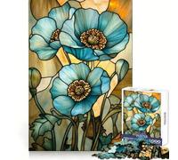 Stained Glass Gilded Flowers Teenagers Puzzles 1000 Piece Jigsaws Boost Recall Relax Time Accurate Edge Amazing Present (50x75cm)