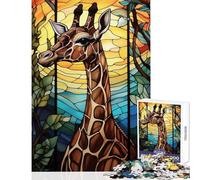 Stained Glass Giraffe Portrait 1000 Piece Jigsaws for Adults Puzzle Stimulate Active Brain And Mind Gentle Relaxing Fun Activity (50x75cm)
