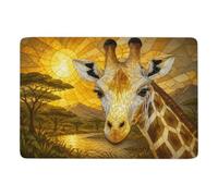 Stained Glass Giraffe Rug 150 X 100 Cm, Soft Non Slip Christmas Home Decor | Soft short pile rug - adds a soft decorative accent; easy hand-wash care; for guest room and reading corner