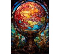 Stained Glass Globe Jigsaw Puzzle 1000 Piece Fun Brain Puzzle Lovers Challenging And Relaxing Gifts Idea