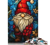 Stained Glass Gnome Jigsaw Puzzles Puzzles for Adults Kids. 1000 Piece Whimsical Challenge Toy Educational Game Home Decoration for Adults& Kids Age 14 Years Up 1000pcs (40x28cm)