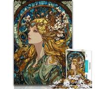 Stained Glass Goddess 1000 Piece Jigsaw Puzzles for Adults Gifts,Stress Reliever Difficult Challenge Deal As Gifts for The Whole Family (38x26cm)