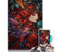 Stained Glass Goddess Puzzles 1000 Pieces for Adults,Challenging To Complete But Fun And Humorous Unique Home Decor And Gifts 50x75cm