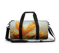Stained Glass Golden Phoenix Rising Travel Gym Bag for Women Men Cylindrical Duffle Bag Sport Workout Bag with Shoulder Strap
