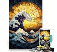 Stained Glass Great Wave Jigsaw Puzzles for Teenagers 1000 Pieces Logic Game Home Pastime Precise Cut Festival Gift (50x75cm)