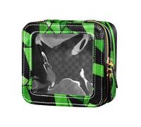 Stained Glass Green Black Halloween Clear Mini Makeup Bag Cosmetic Bags Organizer for Flying