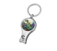 Stained Glass Green Dinosaur Walking Nail Clippers Toenail Clipper Cutters Professional Nail Trimmer Nail Cuticle Cutter for Women Men