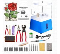 Stained Glass Grinder Kit - Complete Starter Set with Grinder, Glass Cutter, Soldering Iron, Foil, Solder & Safety Tools for Beginners