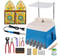 Stained Glass Grinder Starter Kit, Complete Beginner Tool Set with Power Grinder Machine, 5/8" & 1" Grinder Bits, Glass Cutting Kit, and Soldering Iron Gun