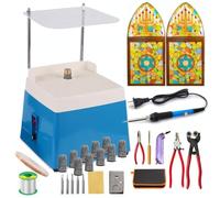 Stained Glass Grinder Starter Kit, Power Grinder Machine, 5/8" & 1" Grinder Bits, Glass Cutting Tools, Soldering Iron for Beginners - Complete Tool Set
