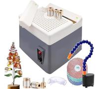 Stained Glass Grinder Tool Kit, 60W Portable Grinding Machine with Diamond Bit, Grit Discs, Water Pump & Angle Positioning Tool for Glass Processing Arts