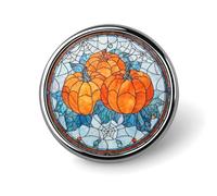 Stained Glass Halloween Pumpkins Spider Webs Round Brooch for Men Women Fashion Badge Collar Pin Dress Jacket Backpack Accessories