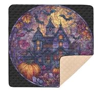 Stained Glass Haunted House Large Stylish Baby Playmat for Floor Portable Newborns Kicking Mat for Baby Kids Toddlers Infants, 50'' x 50''