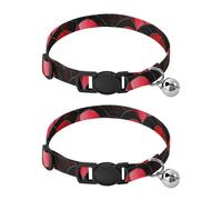Stained Glass Heart Red Black Valentines Collar For Small Dogs Quick Release Buckle Female Dog Collars 2 Pcs