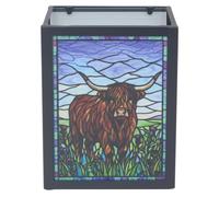 Stained Glass Highland Cow Tealight Holder | Highland Cow tealight holder, offering a decorative way to display tealights and add character to interior spaces.