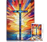Stained Glass Holy Cross Puzzles for Teenagers 1000 Pieces Problem Solving Educational Fun Wonderful Thoughtful Present Option Size 50x75cm