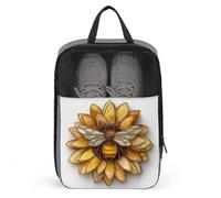 Stained Glass Honey Bee on Sunflower Shoe Bag for Travel Daily Use Anti-dust Storage Carrier Golf Shoe Pouch