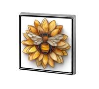 Stained Glass Honey Bee on Sunflower Unisex Brooches & Pins Square Lightweight Lapel Badge Jewelry for Clothing Shawl Hat