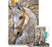 Stained Glass Horse 1000 Pieces Jigsaw Puzzles for Adults Thought Toy Calming Play Precise Edge Heartfelt Gift 50x75cm