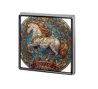 Stained Glass Horse Banner 2026 Unisex Brooches & Pins Square Lightweight Lapel Badge Jewelry for Clothing Shawl Hat