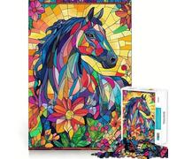 Stained Glass Horse Teenagers 1000 Piece Jigsaw Puzzle Brain Challenge Toy Shared Fun Clear Cut Warm Surprise 50x75cm