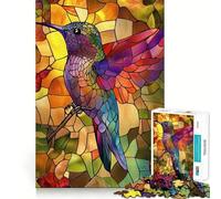 Stained Glass Hummingbird 1000 Piece Jigsaw Puzzles for Adults Jigsaw Strong Logic Toy Group Play Clear Edge Perfect Present 38x26cm