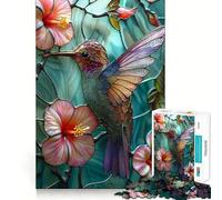 Stained Glass Hummingbird 1000 Piece Jigsaw Puzzles for Teenagers Reason Skill Toy Quiet Calm Exact Cut Xmas Surprise 38x52cm
