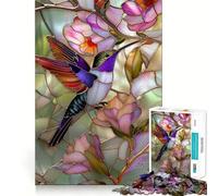 Stained Glass Hummingbird 1000 Pieces Jigsaw Puzzles for Adults Smart Game Stress Release Pattern Assembly Xmas Surprise 38x52cm