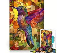 Stained Glass Hummingbird 1000 Pieces Jigsaw Puzzles for Adults Thought Toy Calming Play Precise Edge Heartfelt Gift 50x75cm